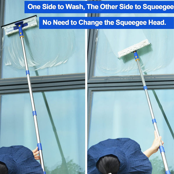 U-shaped Window Cleaning Tool For Cleaning Windows With A Telescopic  Handle, Adjustable Angle And Sponge Head And Squeegee