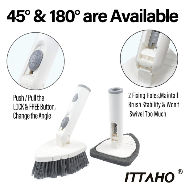 ITTAHO Scrub Brush with Long Handle,Grout Cleaner Brush and