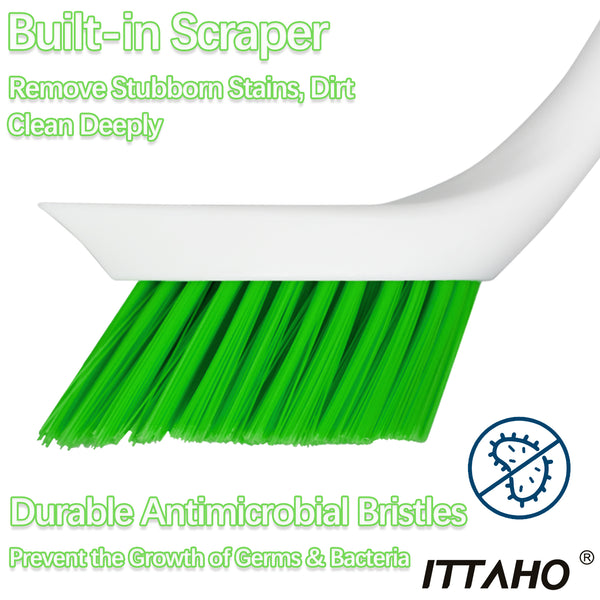 ITTAHO All Purpose Scrub Brush for Cleaning,Stiff Bristle Cleaning Brush  with Non-Slip Grip for Bathroom Tile Floor-2 Pack