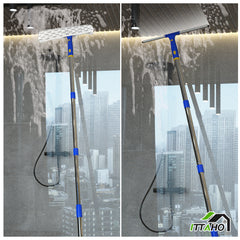 ITTAHO Window Cleaner Tool,10" Squeegee & 11" Microfiber Pad with Pole