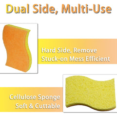 12 Pcs Heavy Duty Non-Scratch Cleaning Sponges, Orange+Yellow – ITTAHO