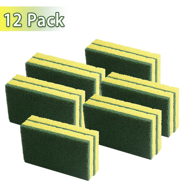 12 Pcs Heavy Duty Non-Scratch Cleaning Sponges, Orange+Yellow – ITTAHO